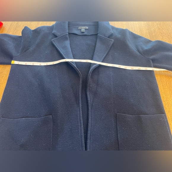J. Crew Merino Wool Open Front Sweater Blazer Coat - Navy Blue- Size S - Picture 9 of 13